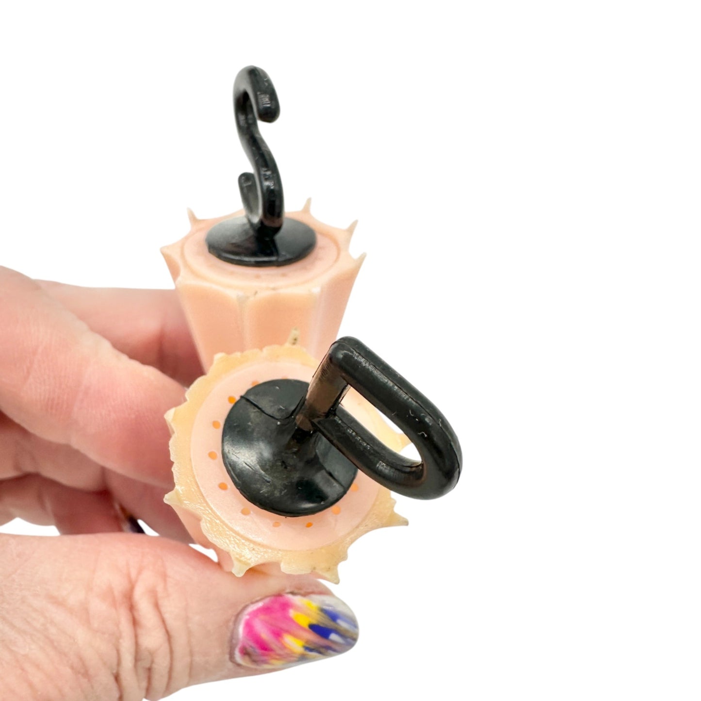 Vintage Novelty Umbrella Salt Pepper Shakers Stand Rain Boots Pink Black Plastic