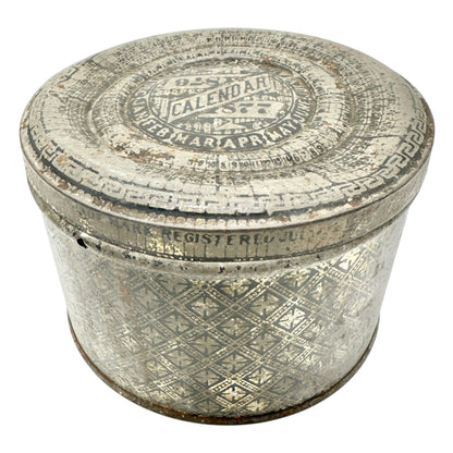 Antique Calendar 1876 1877 Metal Tin Embossed Bryant & May Collectible Storage