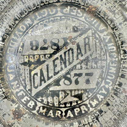 Antique Calendar 1876 1877 Metal Tin Embossed Bryant & May Collectible Storage