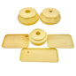 Vintage Celluloid Vanity Set Circa 1920s-30s Yellow with 3 Lidded Jars 3 Trays