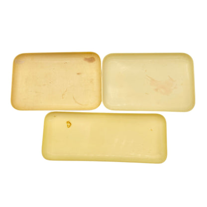 Vintage Celluloid Vanity Set Circa 1920s-30s Yellow with 3 Lidded Jars 3 Trays