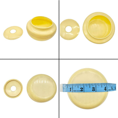Vintage Celluloid Vanity Set Circa 1920s-30s Yellow with 3 Lidded Jars 3 Trays