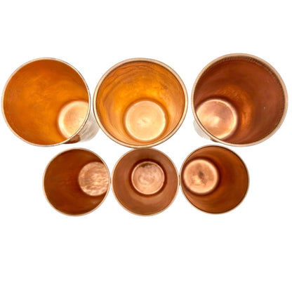 Set Of 6 Vintage Polished Copper Tumblers 10 Oz For Stylish Beverage Serving
