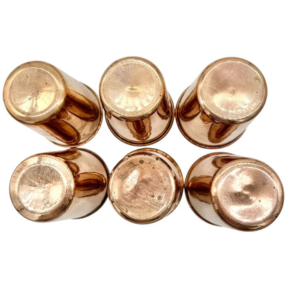 Set Of 6 Vintage Polished Copper Tumblers 10 Oz For Stylish Beverage Serving