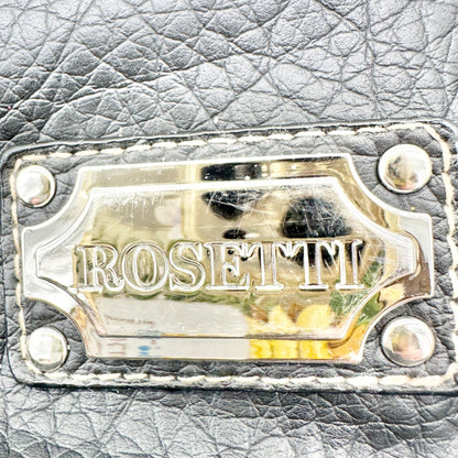 Rosetti Black Shoulder Bag Dual Straps Interior Pockets Pebbled Faux Leather