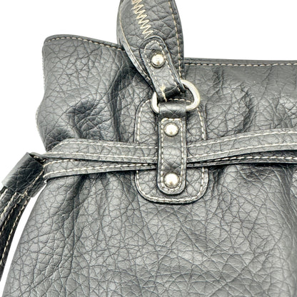 Rosetti Black Shoulder Bag Dual Straps Interior Pockets Pebbled Faux Leather