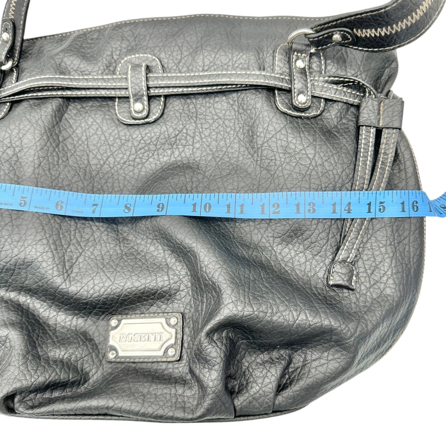 Rosetti Black Shoulder Bag Dual Straps Interior Pockets Pebbled Faux Leather