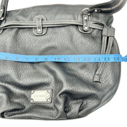 Rosetti Black Shoulder Bag Dual Straps Interior Pockets Pebbled Faux Leather