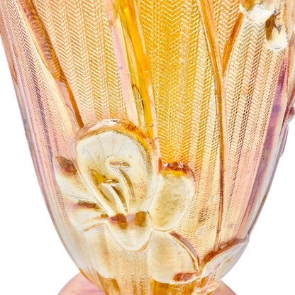 Jeannette Iris & Herringbone Marigold Vase 9 inch Carnival Glass