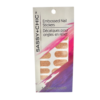 Kiss Vogue & Gel Fantasy Nail Kits Medium 28ct Sassy+Chic Embossed Nail Stickers 16ct Pixie Tips & Essie Nail Polish Set