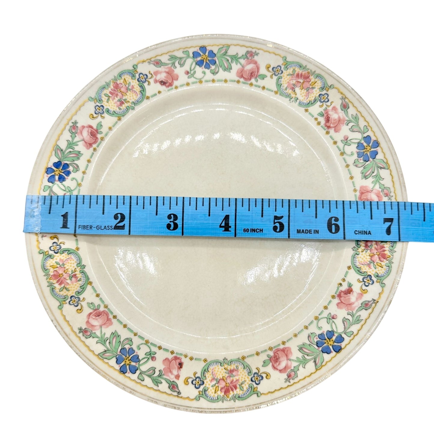 Pope Gosser China 7.5 inch Plates Set Of 5 Made In USA Floral Design Vintage