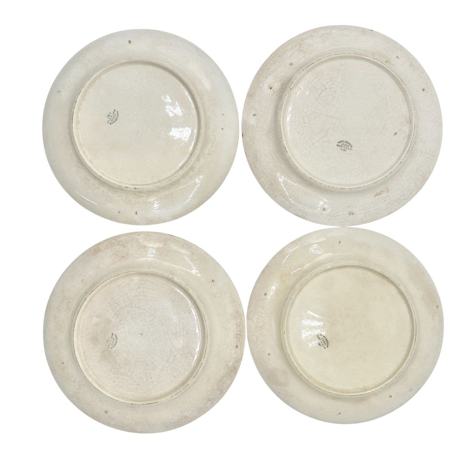 Pope Gosser China 7.5 inch Plates Set Of 5 Made In USA Floral Design Vintage