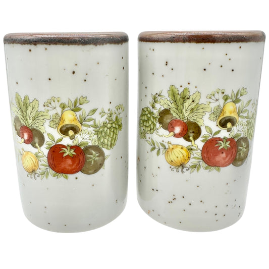 Vintage Ceramic Salt and Pepper Shakers Rustic Vegetable Design 3.5 Inches Tall