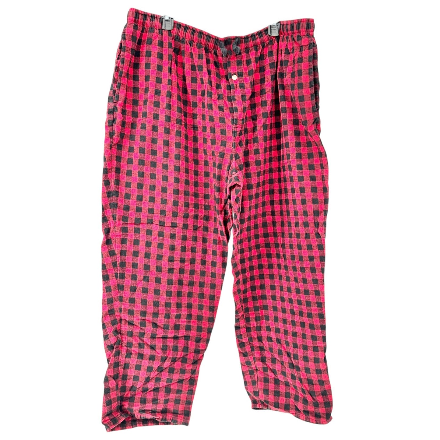 St. Johns Bay Pajama Pants Mens 3XL Plaid Red and Black Cotton Drawstring Waist