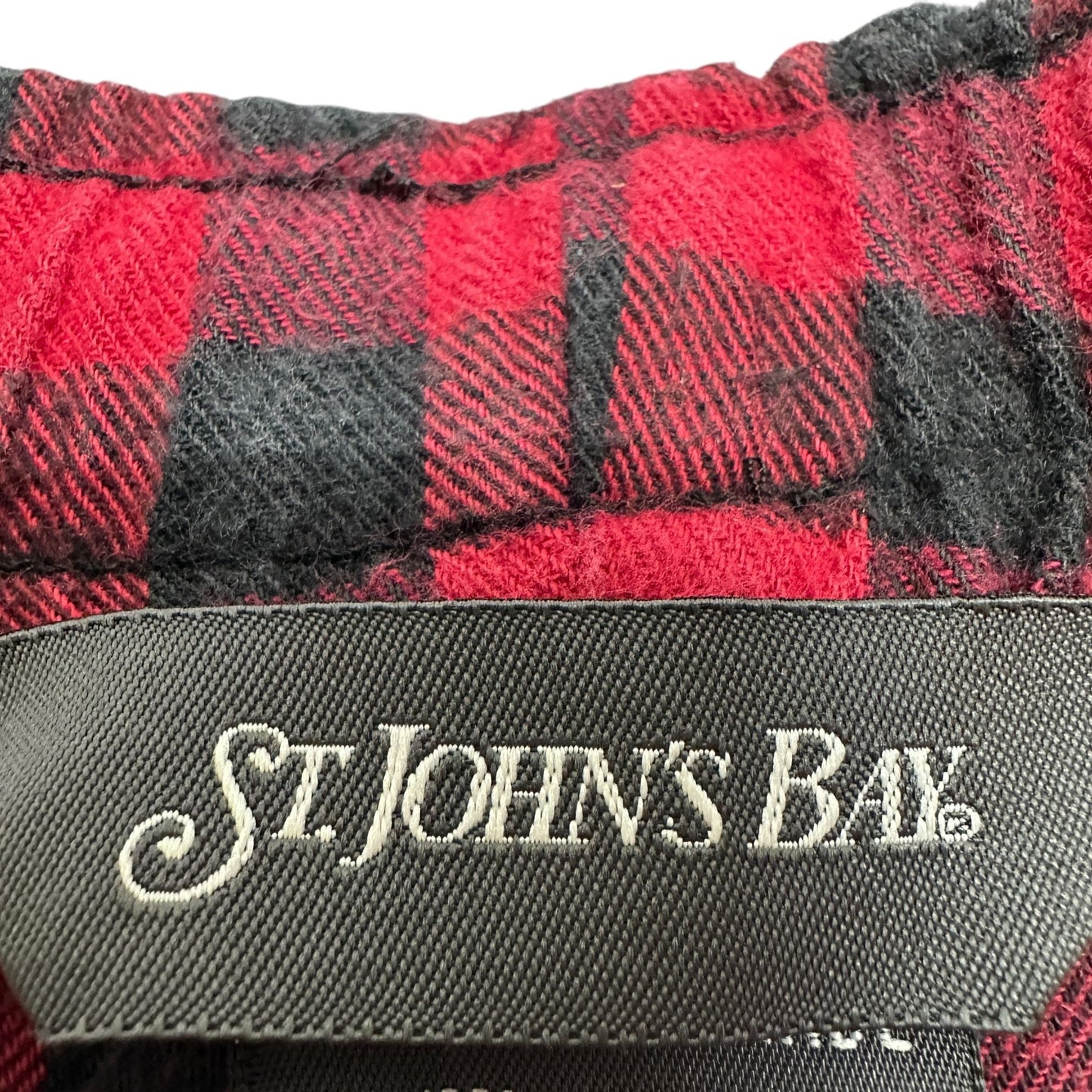 St. Johns Bay Pajama Pants Mens 3XL Plaid Red and Black Cotton Drawstring Waist