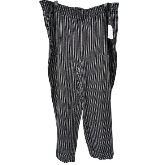 Time And Tru Linen Pants Womens XXXL 22 Black White Striped Wide Leg Relaxed Fit
