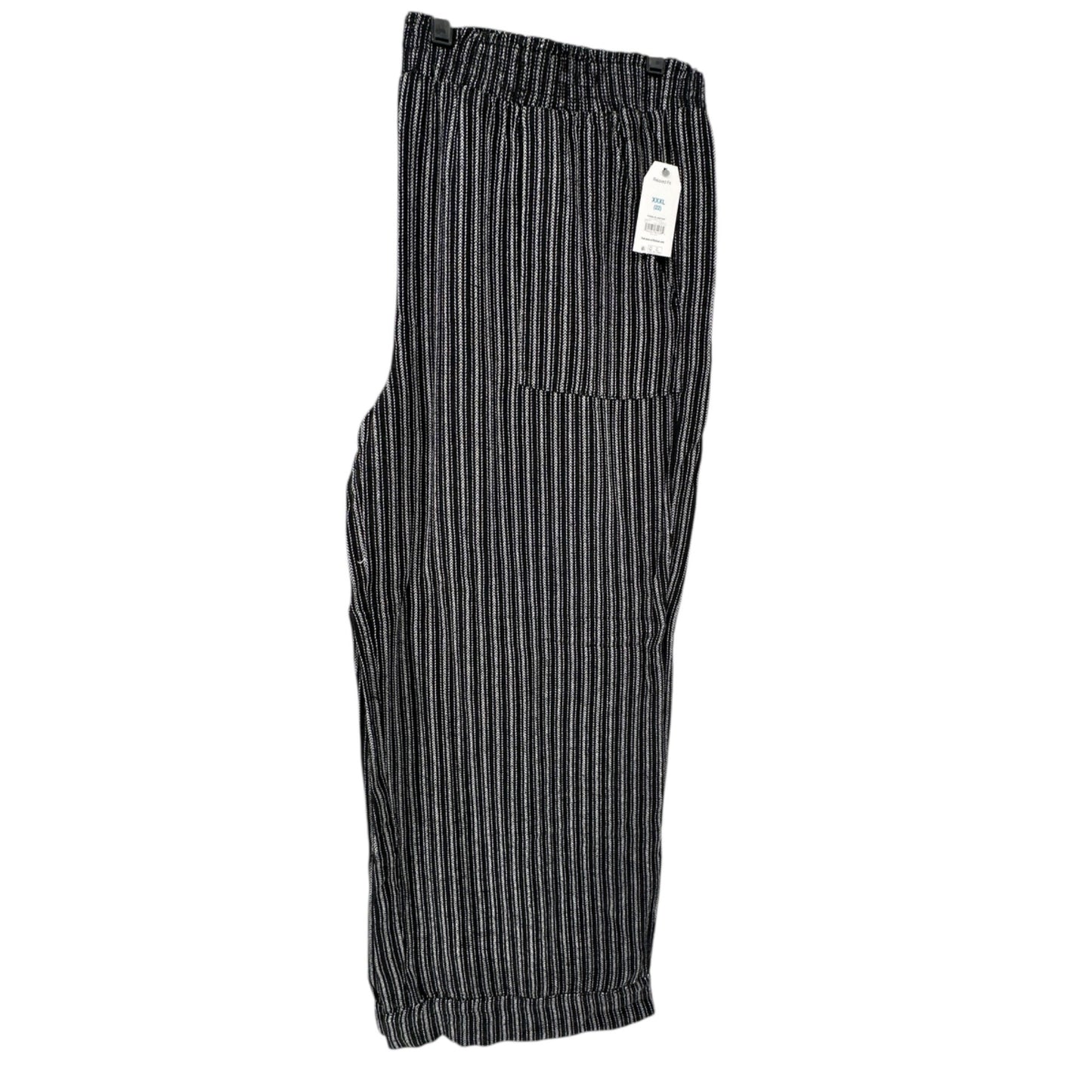 Time And Tru Linen Pants Womens XXXL 22 Black White Striped Wide Leg Relaxed Fit