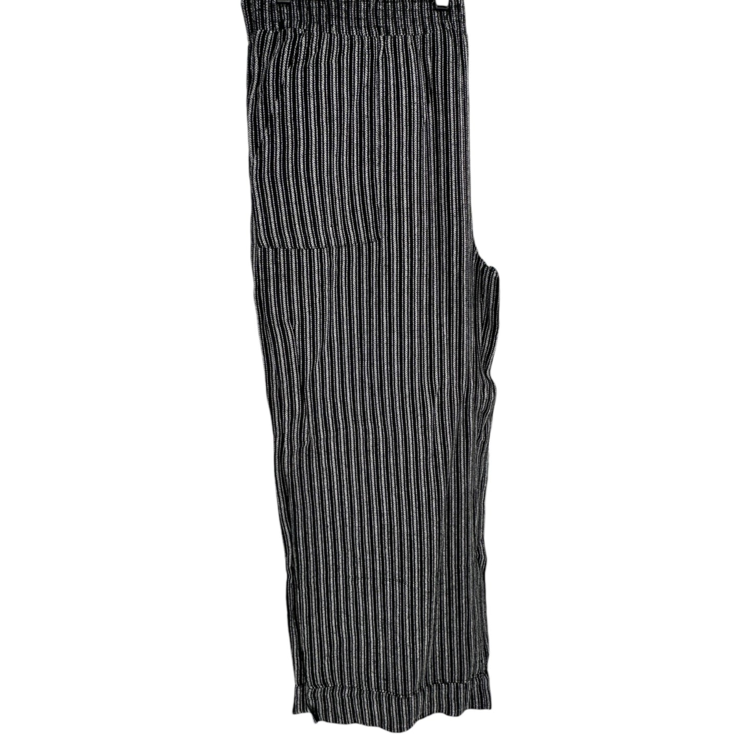 Time And Tru Linen Pants Womens XXXL 22 Black White Striped Wide Leg Relaxed Fit