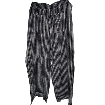 Time And Tru Linen Pants Womens XXXL 22 Black White Striped Wide Leg Relaxed Fit