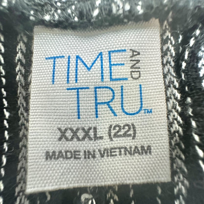 Time And Tru Linen Pants Womens XXXL 22 Black White Striped Wide Leg Relaxed Fit