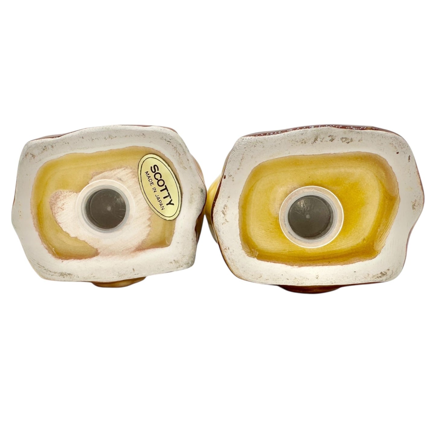 Vintage Scotty Wheeling Jamboree Owl Salt and Pepper Shakers Googly Eyes Move