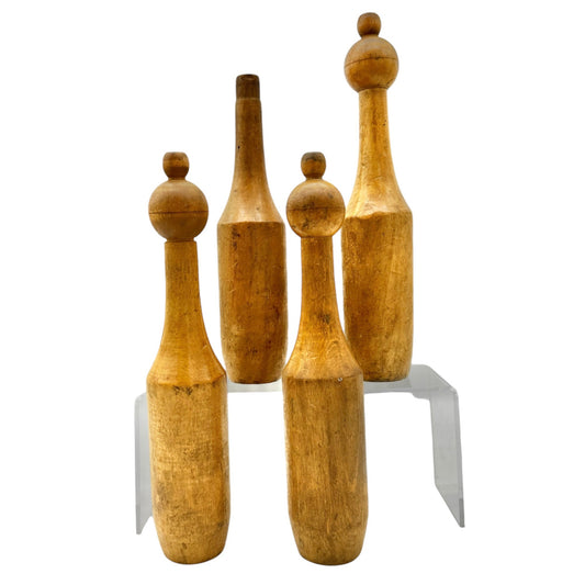 Antique Wooden Juggling Pins Set Of 4 Vintage Circus Decor Collectible 10 Inches