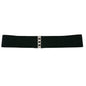 Womens Black Elastic Belt With Silver Decorative Closure 3" Wide 38.5" Long