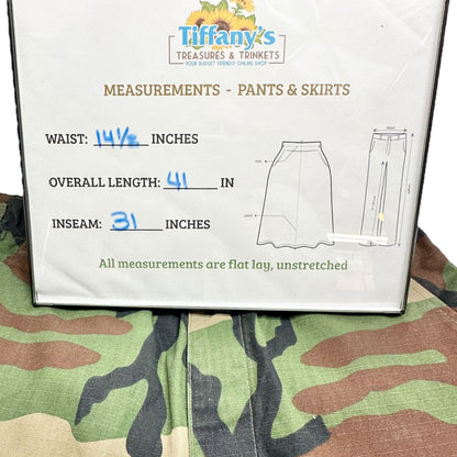 Genuine Gear Woodland Camouflage Cargo Pants S R Cotton Blend Durable Outdoor