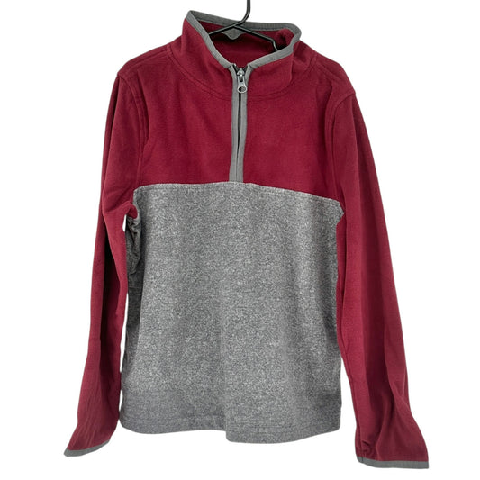 Oshkosh Bgosh Pullover Boys 10/10A Half-Zip Fleece Sweatshirt Burgundy Gray LS