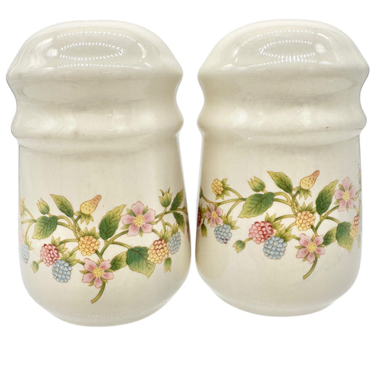Floral Ceramic Salt and Pepper Shakers Cream Colored Berries Vintage Set 3.5"H