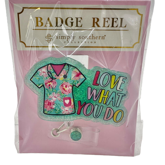 Simply Southern Badge Reel Plastic Glitter Scrub Life Design Medical