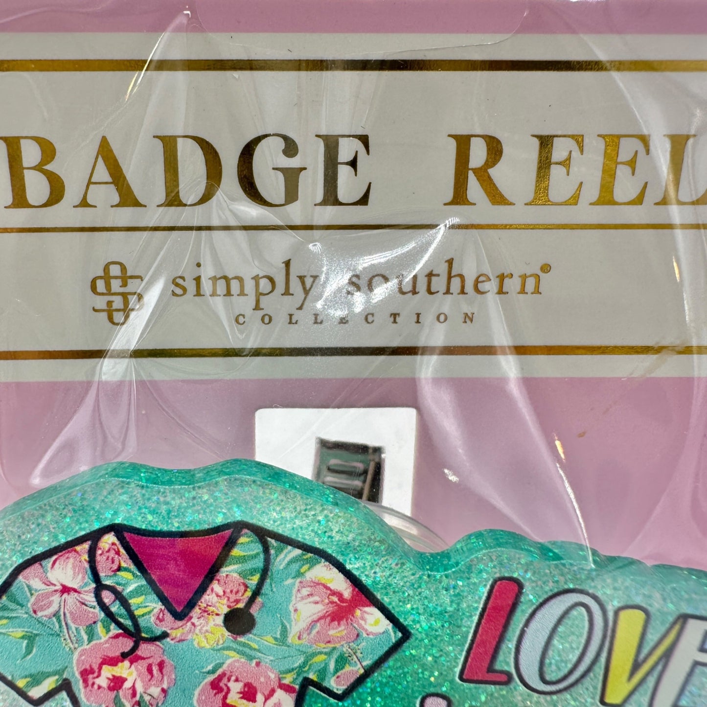 Simply Southern Badge Reel Plastic Glitter Scrub Life Design Medical