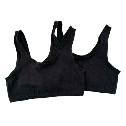 Hanes Set Of 2 Sports Bras Womens Large Black Cotton Spandex Blend