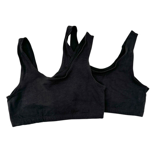 Hanes Set Of 2 Sports Bras Womens Large Black Cotton Spandex Blend