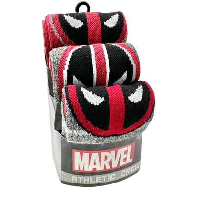 Marvel Deadpool Crew Socks 3-Pack Mens Size 10-13 Athletic Fit Cushioned Footbed