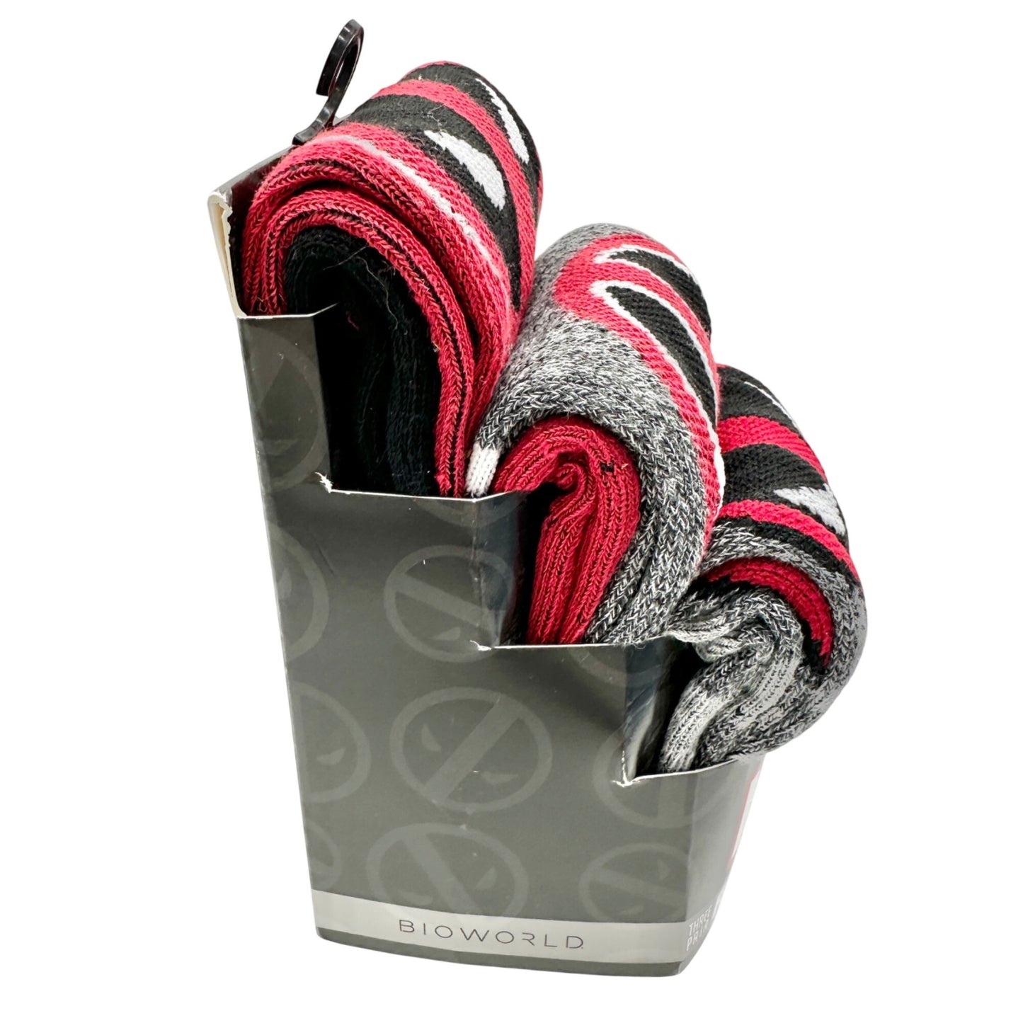 Marvel Deadpool Crew Socks 3-Pack Mens Size 10-13 Athletic Fit Cushioned Footbed