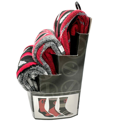 Marvel Deadpool Crew Socks 3-Pack Mens Size 10-13 Athletic Fit Cushioned Footbed
