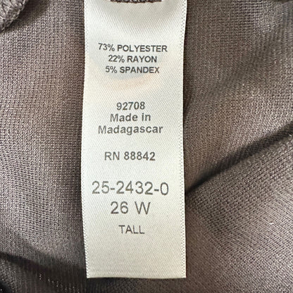 Woman Within Pants Womens 26W Tall Brown Wide-Leg Pull-On Poly Rayon Spandex