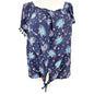 Westport Top Womens 2X Navy Blue Paisley Print With Tassel Sleeves Tie Front