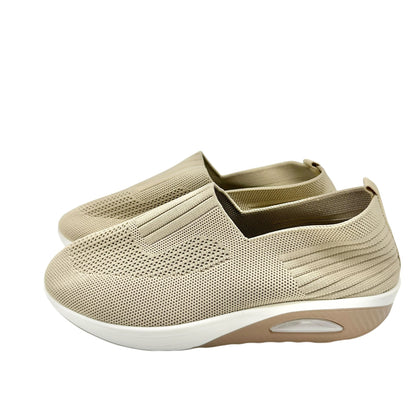 Slip On Sneakers Womens Size 8 US 40 EU Beige Knit With Cushioned Sole
