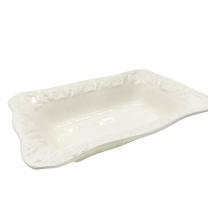 Bizzirri Rectangular Ceramic Serving Dish White Made In Italy Vintage Elegance