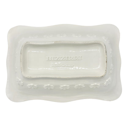 Bizzirri Rectangular Ceramic Serving Dish White Made In Italy Vintage Elegance