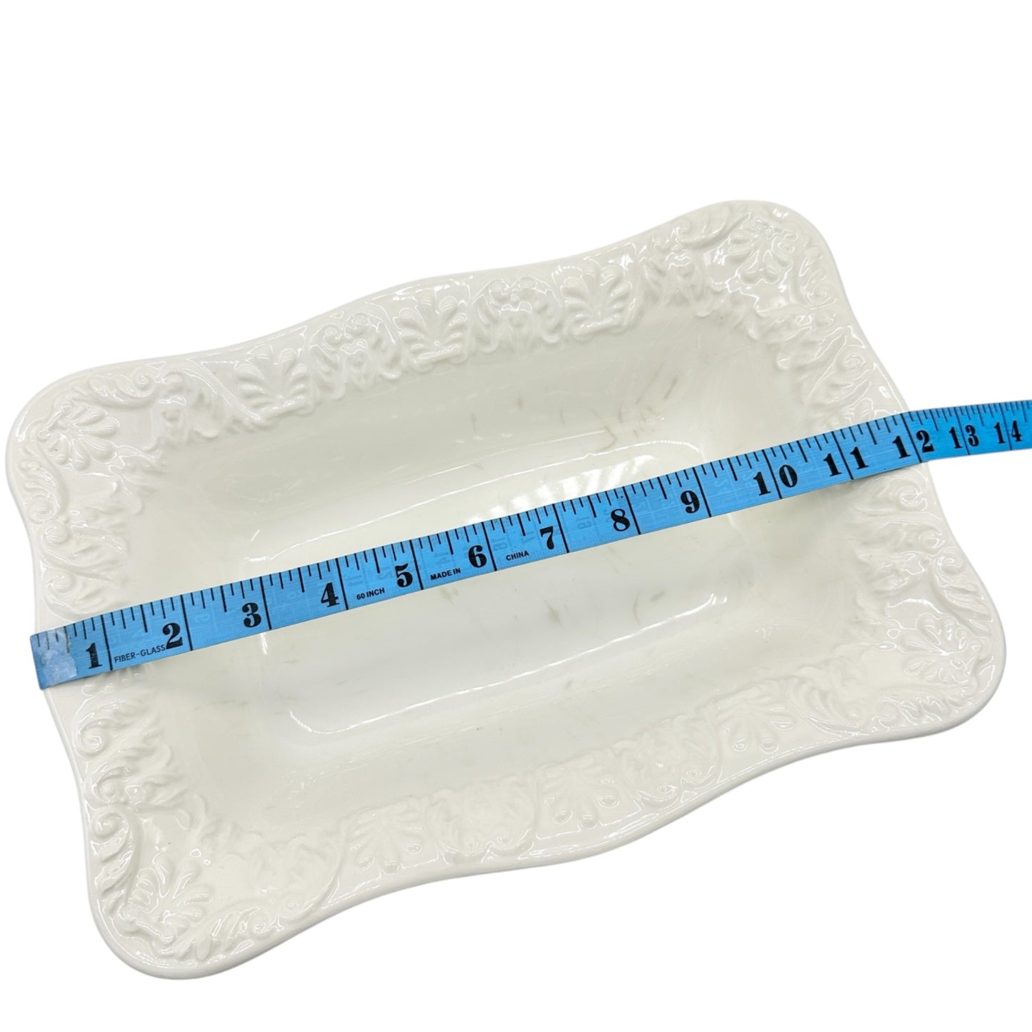 Bizzirri Rectangular Ceramic Serving Dish White Made In Italy Vintage Elegance