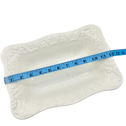 Bizzirri Rectangular Ceramic Serving Dish White Made In Italy Vintage Elegance