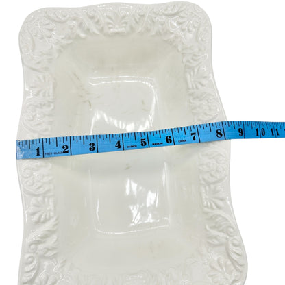 Bizzirri Rectangular Ceramic Serving Dish White Made In Italy Vintage Elegance
