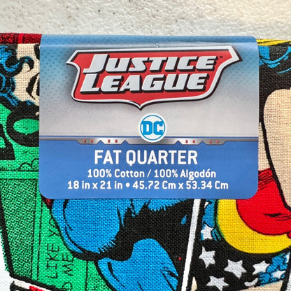 Fat Quarter Fabric Justice League DC Comics Vibrant Colors 18"x21" Cotton