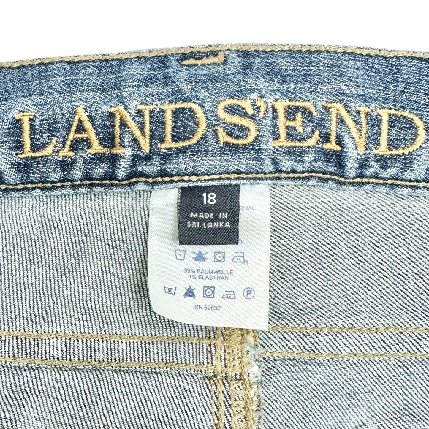 Lands End Bootcut Denim Jeans Womens Size 18 Blue Stretch Cotton Blend Classic