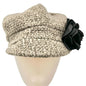 Tickled Pink Womens Tweed Newsboy Hat With Black Flower Accent Timeless Fashion