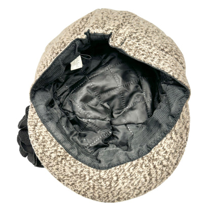 Tickled Pink Womens Tweed Newsboy Hat With Black Flower Accent Timeless Fashion