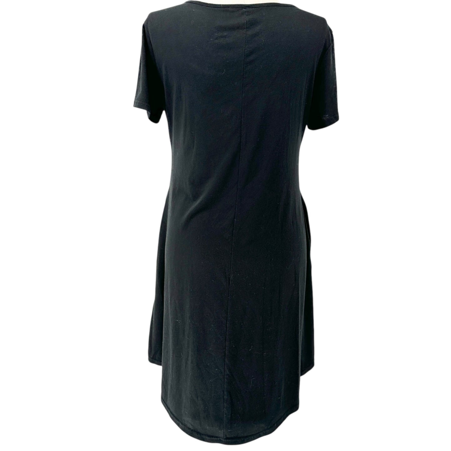 Womens Casual Dress XL A-Line Black SS Pockets Cotton Blend Soft Lightweight
